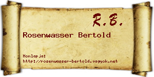 Rosenwasser Bertold névjegykártya